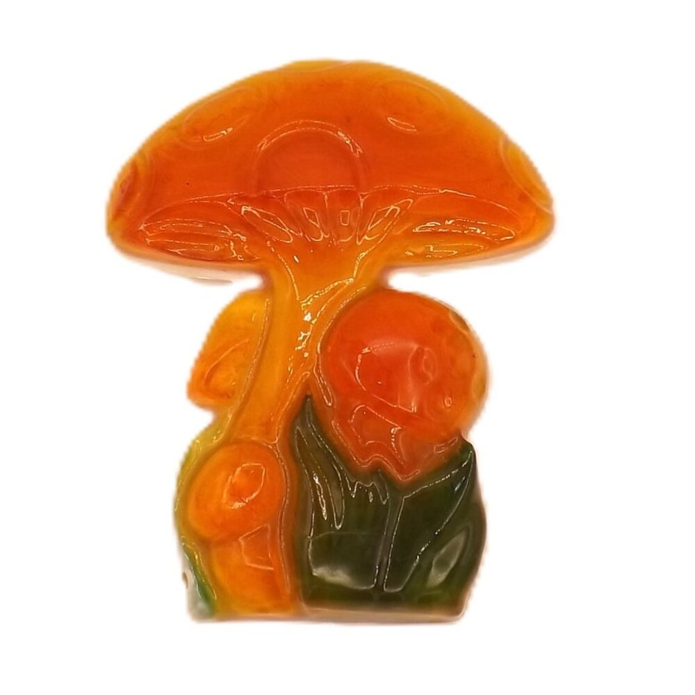 Vintage Retro Lucite Orange and Green Mushroom Wall Hanging